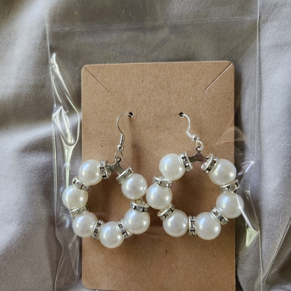 Handcrafted Pearl Bead Earrings - Picture 2 of 2